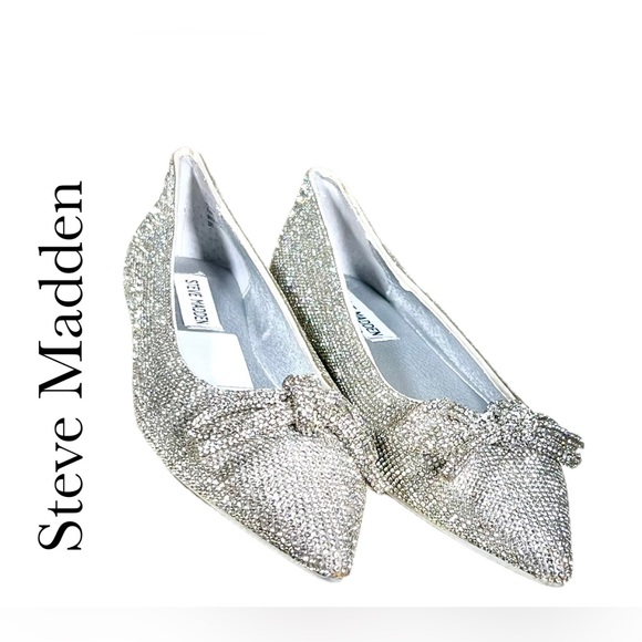 SB10 Steve Madden Elina Rhinestone Bow Dress Flats Size 6M - Picture 2 of 12